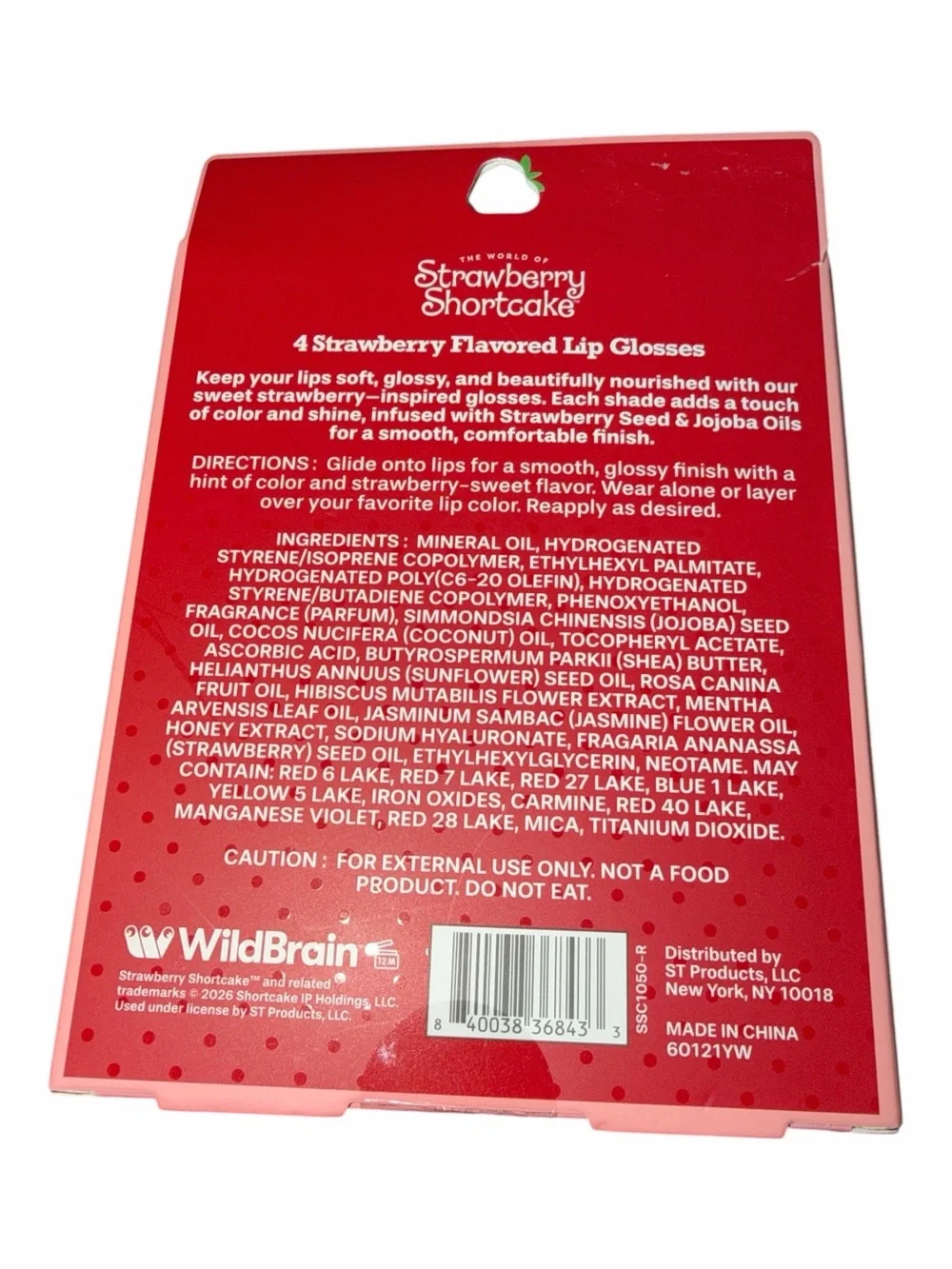 NWT Strawberry Shortcake Flavored Lip Gloss Set 4 Pack Infused with Jojoba Oil
